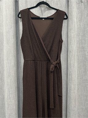 Baltic Born Chocolate Brown Sleeveless Wrap Jumpsuit with Tie
